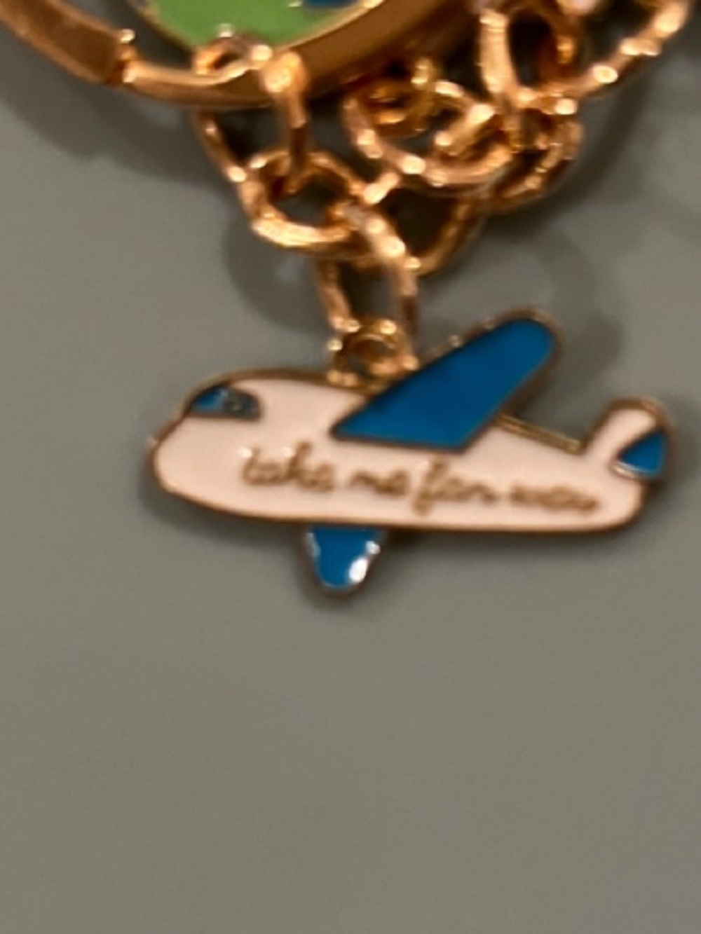 Travel Charm Keychain with Globe, Plane, Hot Air Balloon, and Pink Suitcase - Picture 5 of 5